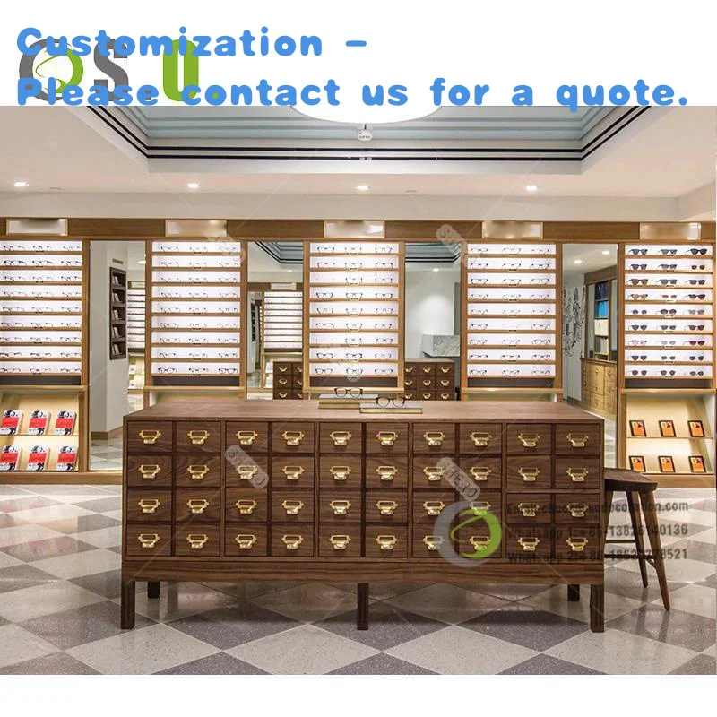 custom.LED Glasses Store Display Furniture Optical Display Fixture Optical Eyewear Wall Shelf Wooden Optical Display Racks
