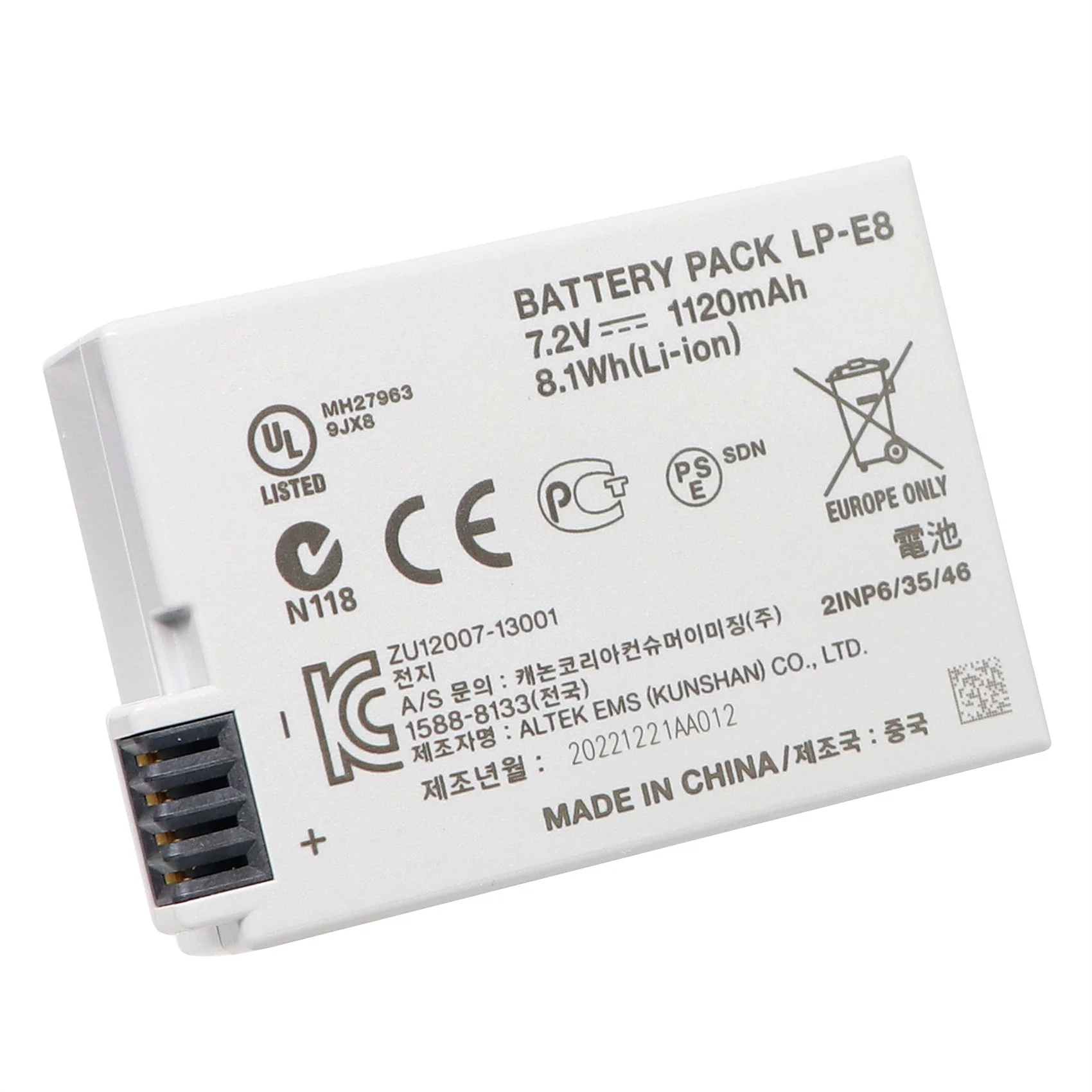 Original 1120mah LP-E8 LPE8 Camera Battery LC-E8E charger for Canon 550D 600D 650D 700D Kiss X4 X5 X6i X7i Rebel T2i T3i T4i T5i