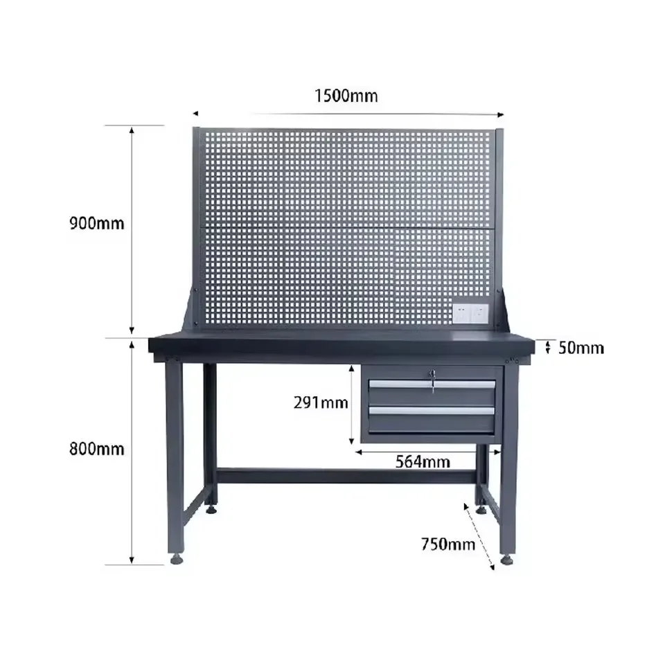 High Quality Professional Stainless Steel Modern Work Table Customized Pegboard Shelf Heavy Duty Workbench Drawers Wheels
