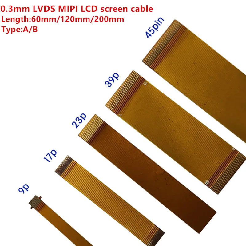FPC FFC LVDS MIPI Flexible Flat Cable 0.3mm Pitch 23-51Pin Type A/B Ribbon Wire Connector for High-Definition Display