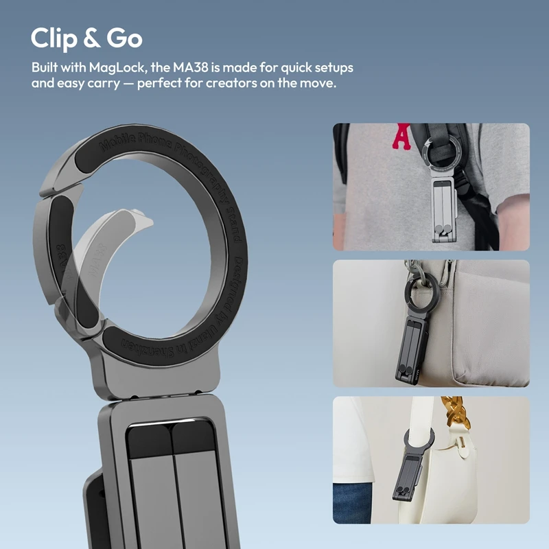 Treppiede Magnetico MA38 Per IPhone E Smartphone – 2 Pezzi, Portatile, In Alluminio, Rotazione 180°