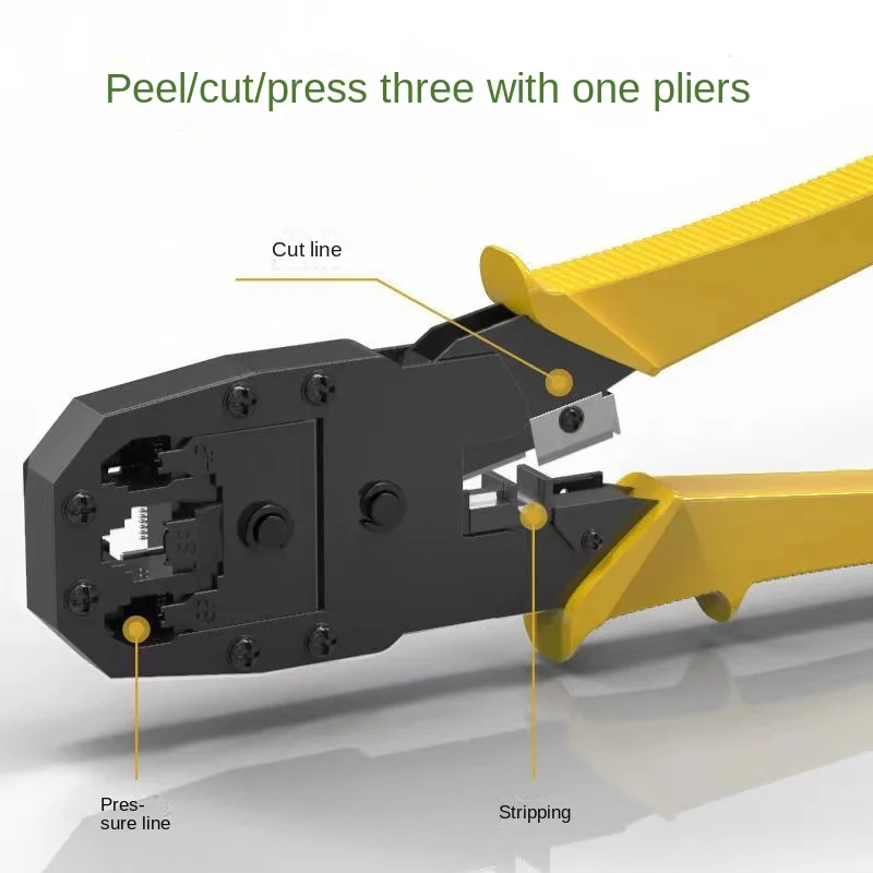 Three use RJ45 cable crimping tool, crystal head cable crimping pliers, household multi-functional network pliers 8p6p4p