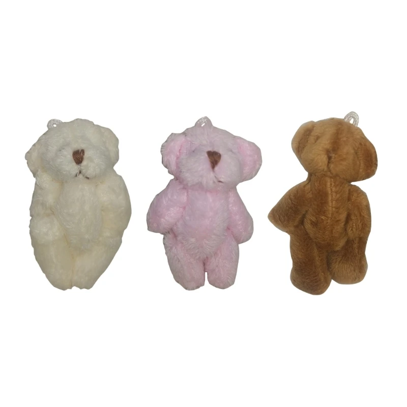 Plush Bear Toy Mini Joint Dolls Lovely Bear Pendant DIY Keychain Children Backpack Ornament Wedding Party Bouquet 5PCS