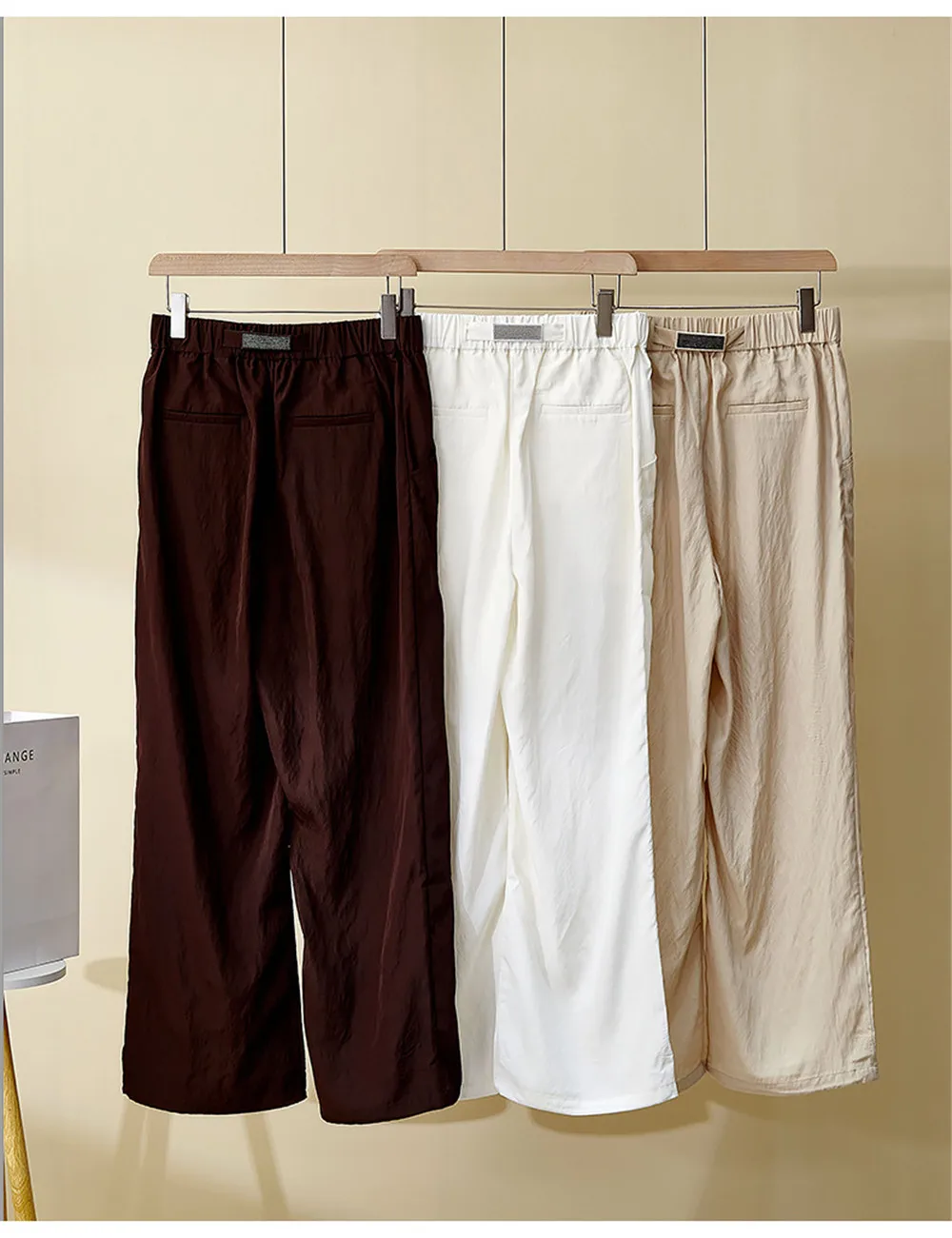 2025 Primavera/Verano Pantalones largos para mujer Pantalones rectos con cordón en la cintura elástica