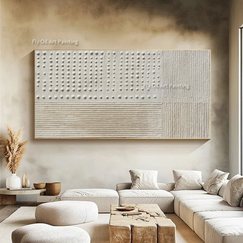 100% Hand‑Painted Mark Rothko Style Impasto Wall Art, Heavy Textured Canvas Painting, Geometric Neutral Tone Contemporary Decor