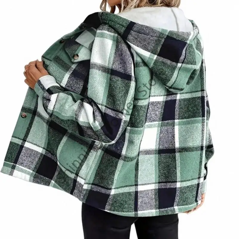 معطف مبطن من القطيفة M68A للنساء شتاء دافئ بأزرار سفلية وأكمام طويلة معاطف شبكية وسترات بغطاء للرأس