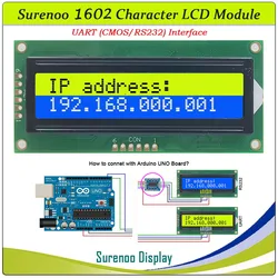 CMOS UART RS232 Seri 1602 162 16*2 Karakter LCD Modül Ekran LCM Arduino için, Destek Klavye Mavi Sarı Yeşil