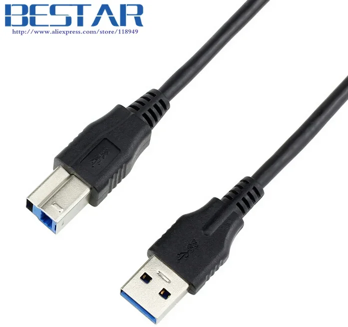 Zwart Hoge Snelheid OD4.0 5Gbps Standaard USB3.0 USB 3.0 B Type Mannelijke AM Naar BM Printer Kabel Dunne Koord Connector draad 60cm 0.6M 2ft