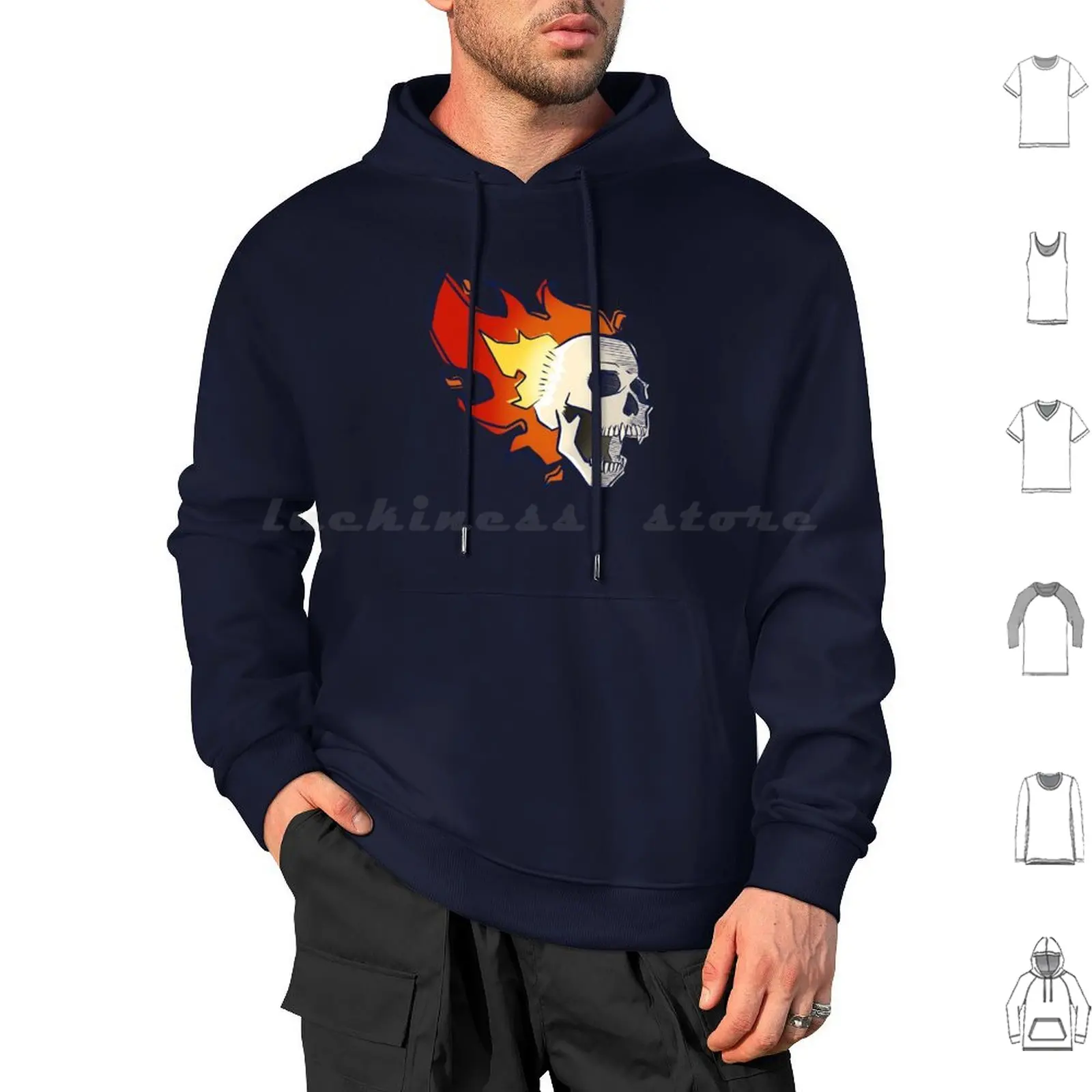 Skull On Fire Hoodies Long Sleeve Skull Skeleton Fire Skull On Fire