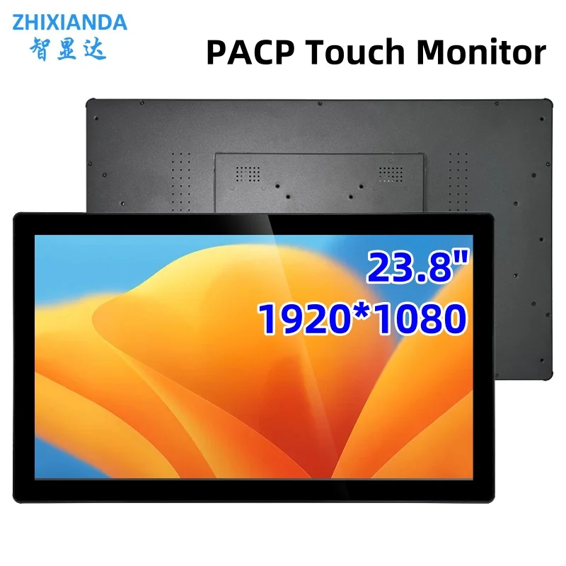 

Zhixianda 23.8 Inch 1920*1080 PCAP Flat Pure 10 Points Waterproof Capacitive Touch Screen Monitor With VGA HDMI USB Port