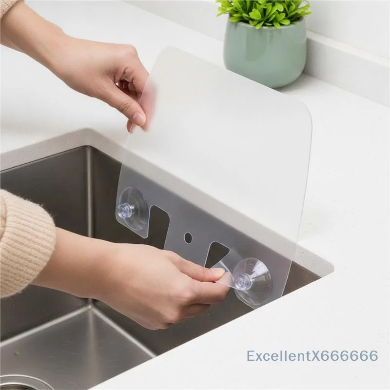Kitchen Sink Splash Guard Reusable Waterproof Oil Resistant Shield with Suction Cups for Low Cost Kitchen Maintenance