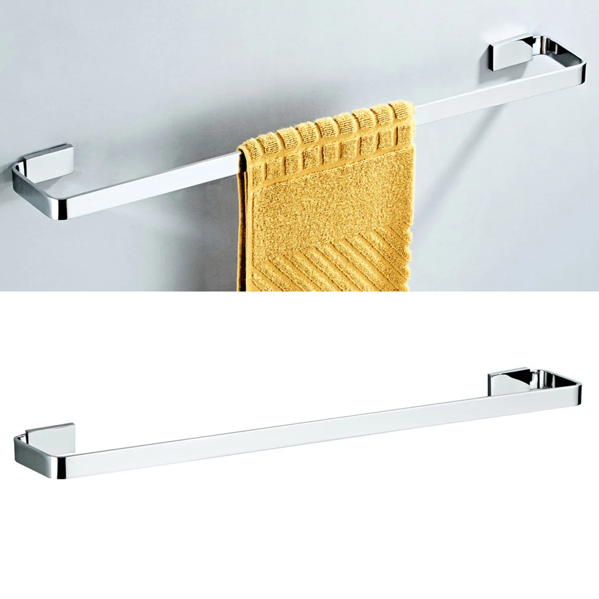 

Хромированная вешалка для полотенец 57x8,6 см, серебряная латунь, водонепроницаемая, нержавеющая, настенная вешалка для полотенец для ванной комнаты, компактная полка