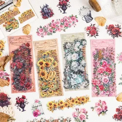 30Pcs/bag Waterproof PET Stickers Old World Garden Retro Plants Journaling Scrapbooking Collages DIY Creative Material