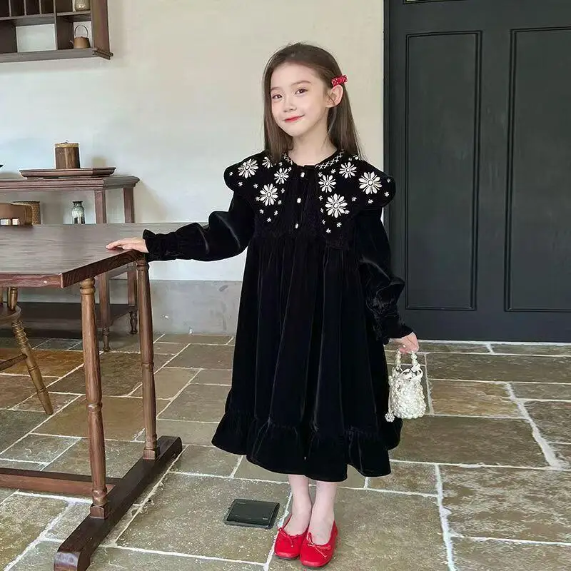 Long Sleeves Mid-Length Princess Dress Children's Clothing Kawaii Girl Fashion Dress Student Spring and Autumn Cartoon Casual