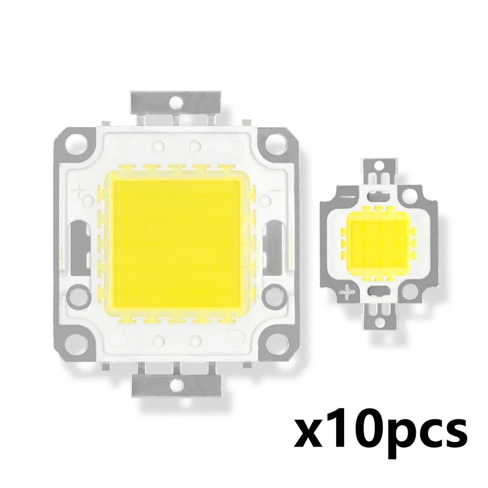 10pcs High Power 10W 20W 30W 50W LED Chip SMD COB Lamp beads DC9-11V 30-36V Cold/Warm Lighting Accessories FloodLight Spotlight