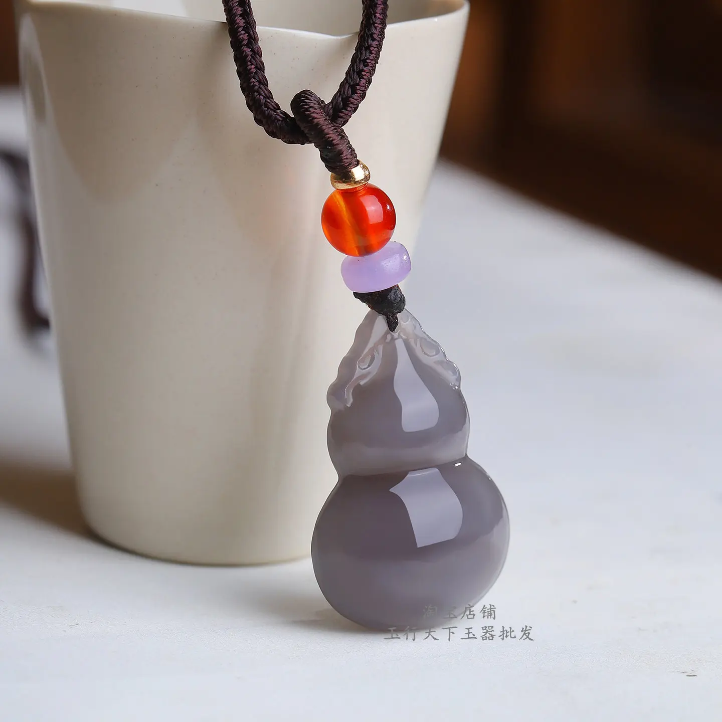 Genuine Hetian smoke purple gourd pendant Qinghai material Fulu pendant men's and women's pendant