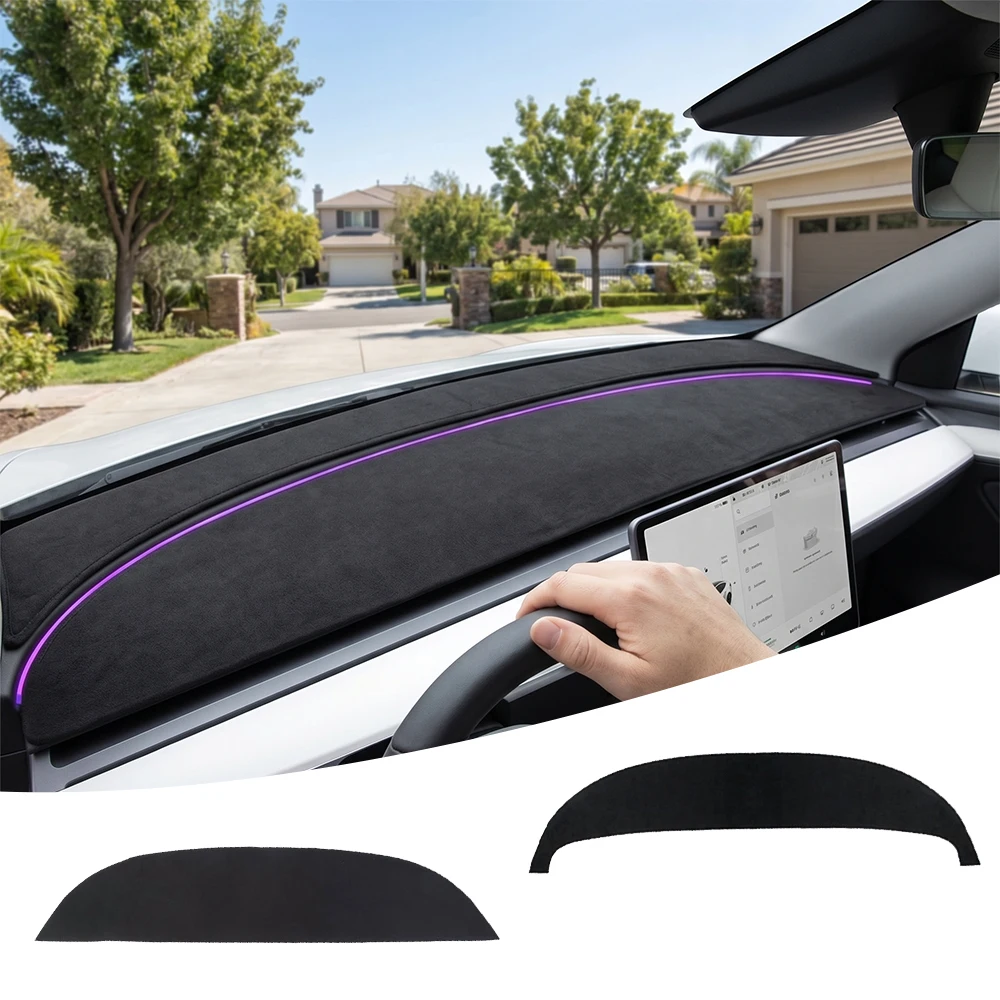 Suede Car Dashboard Cover Pad Sunshade Anti-UV Protector Mat Decor For Tesla Model 3 Highland Model Y Juniper Model 3/Y Model YL