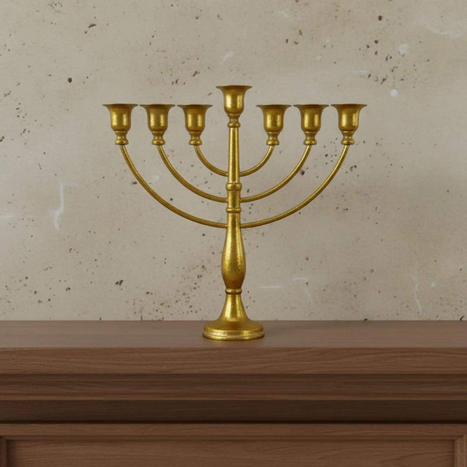 Gold Hanukkah Candelabra Wrought Iron Hanukkah Menorah Holiday Centerpiece 7 Branch Candelabra for Tabletop