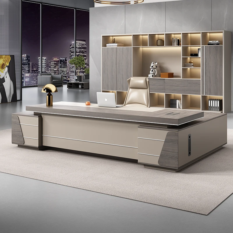 

Simple Modern Office Desks Cabinet Luxury Reception Designer Boss Table Chair Manager Customized Unique Bureau Meuble Furniture
