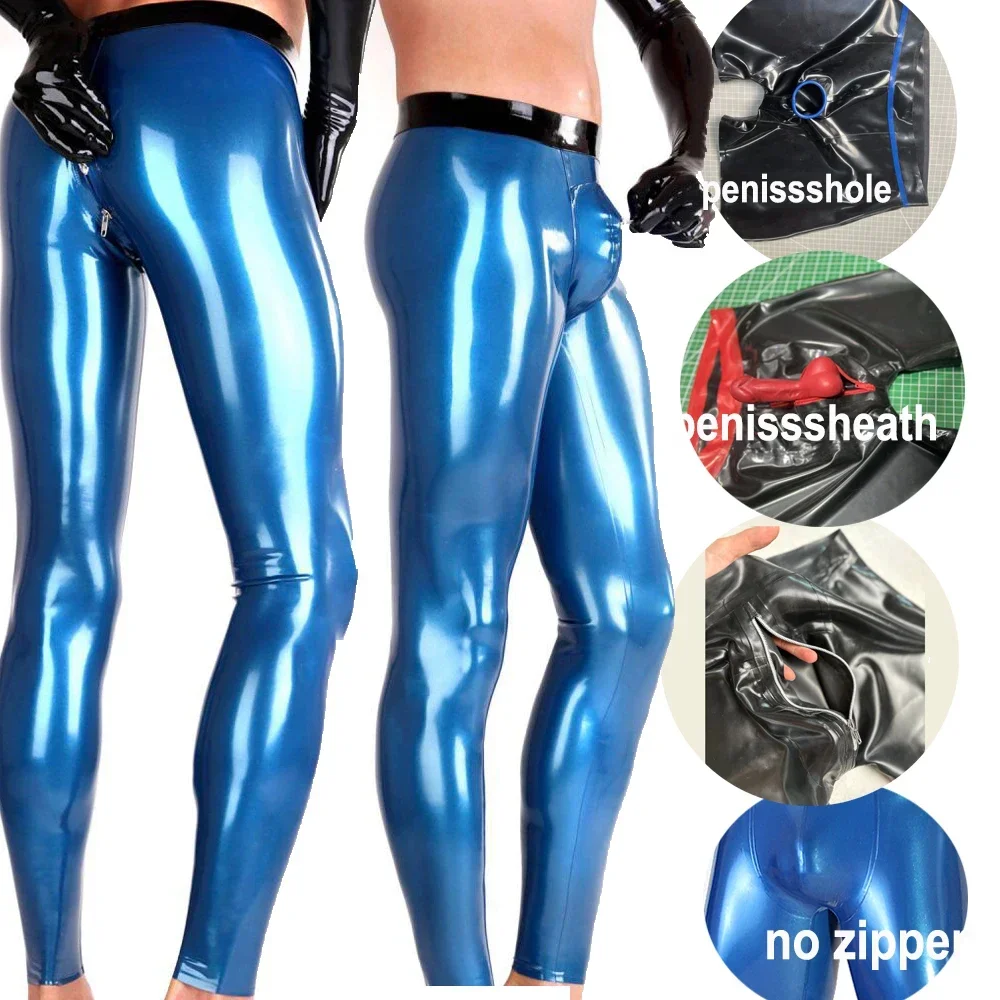 

Мягкие латексные брюки по индивидуальному заказу, длинные резиновые брюки, латексные леггинсы для мужчин на молнии, мужские сексуальные леггинсы ручной работы, фетиш-клуб