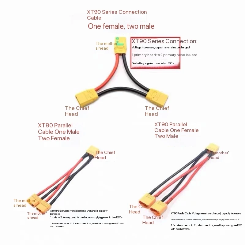 XT90 Stecker und Buchse für parallele Verbindungen, Flugzeugmodell-Zubehör, Lithium-Batterie-Stecker, ESC-Fahrzeug- und Modellboot-Adapter