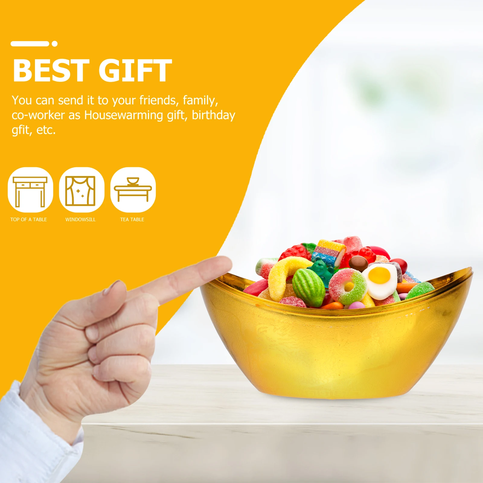 

Ingot Candy Box Decorative Plastic Case Storage Jar Sweets Container Party Favors Holder Lightweight Food Packaging