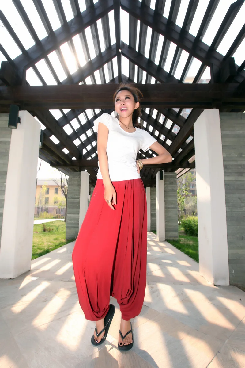 2026 Spring Women Casual Loose Harem Pants Solid Elastic Waist Summer Wide Leg Pants Plus Size Cotton Linen Trousers 4XL 5XL