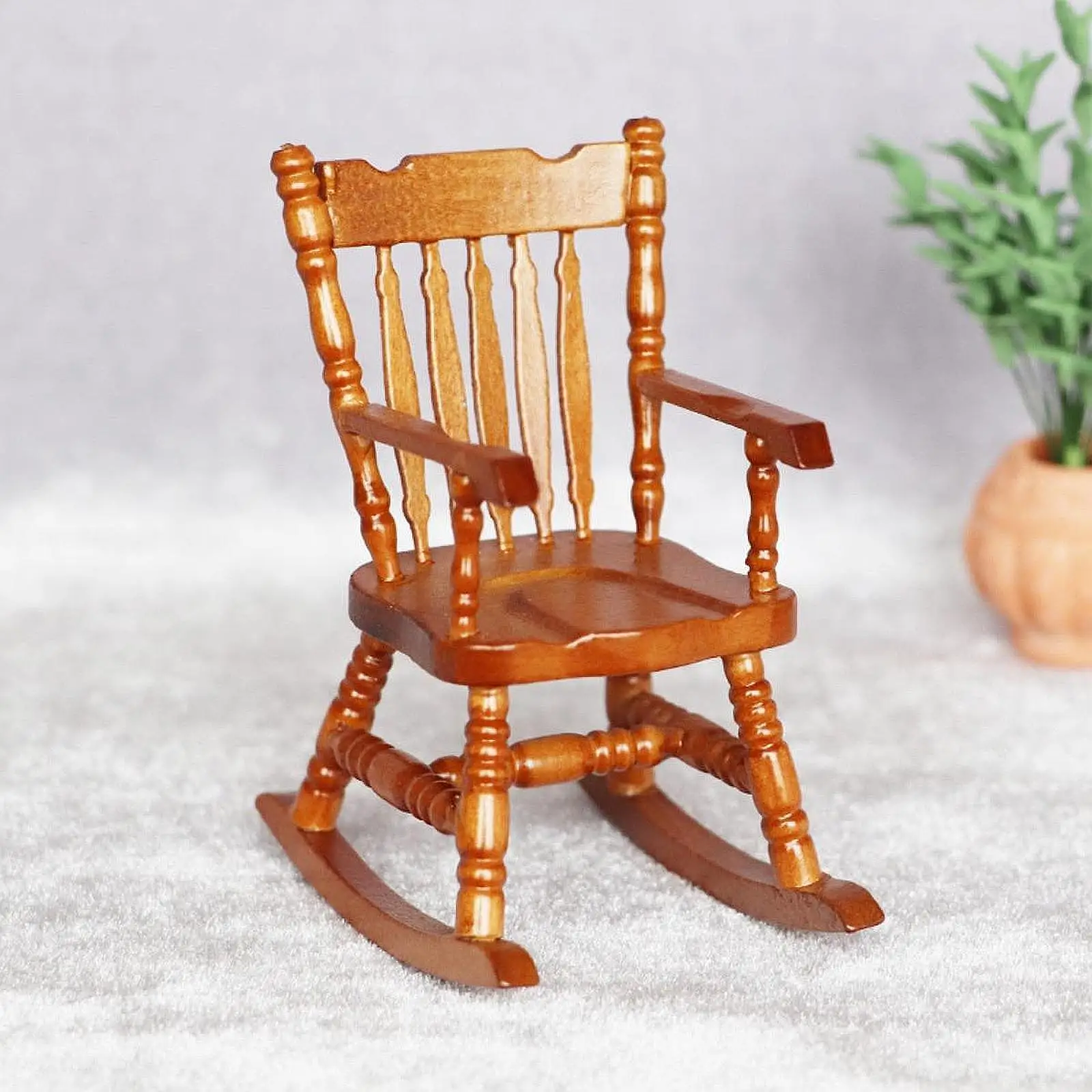 1:12 Outdoor Schommelstoel Fauteuil Craft Hoge Rugstoel Miniatuur Meubelkamer voor Treinstation Fairy Garden Layout