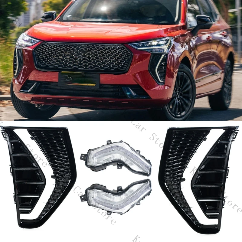 For Haval Jolion Exterior Front Bumper Daytime Running Light Fog Light Frame Cover Fog Lamp Decorative Frame Car Accessories