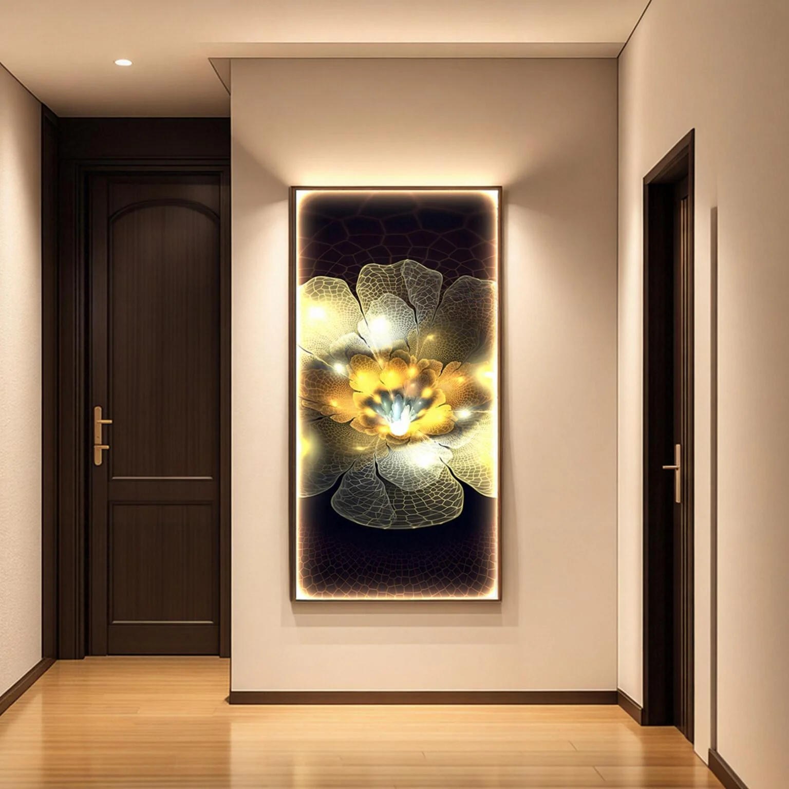 Entrance porch blooming gorgeous light luxury plants and flowers vertical version high-grade LED lights luminous mural lights