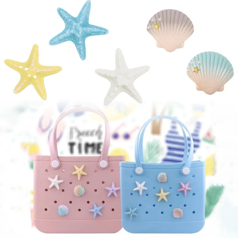 Large Starfish Charms Bogg Bags Pins EVA Rubber Women Tote Handbag Decorative Shell Buckles Badge Sac Crocs Bogg Bag Accessories