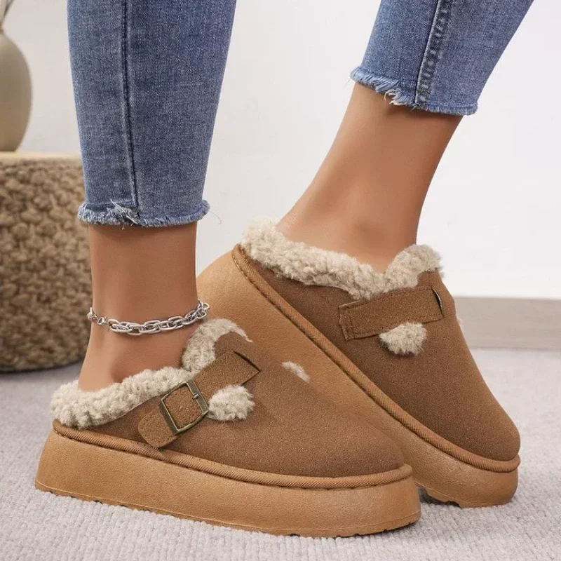 شتاء جديد لعام 2025 شباشب نسائية مضادة للانزلاق بجزء سفلي سميك من القطن قابلة للسحب مريحة للترفيه المنزلي في الهواء الطلق #5