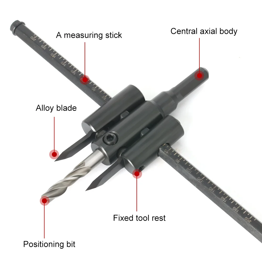 Cortador de agujeros circular ajustable para madera y paneles de yeso, broca de sierra, hoja de corte redonda, tipo aeronáutico, herramienta de