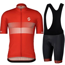 SCOTT 2023 Team Cycling Jersey Set Summer Bicycle Breathable Men's MTB Bike Clothing Maillot Ropa Ciclismo Uniform Suit