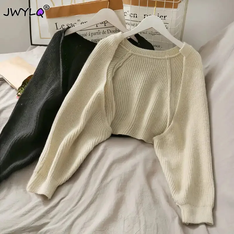 All-match Sexy Irregular Knitted Cardigan Sweater Korean Fashion Streetwear Cropped Sweater New Loose Long Sleeve Knitted Shawl