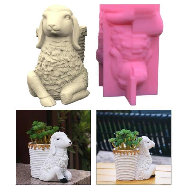 3D Flower Pot Mold Silicone Mold Dog Shaped DIY Vase Mold Easy to Use for Crafting Concrete and Epoxy Candle Holders