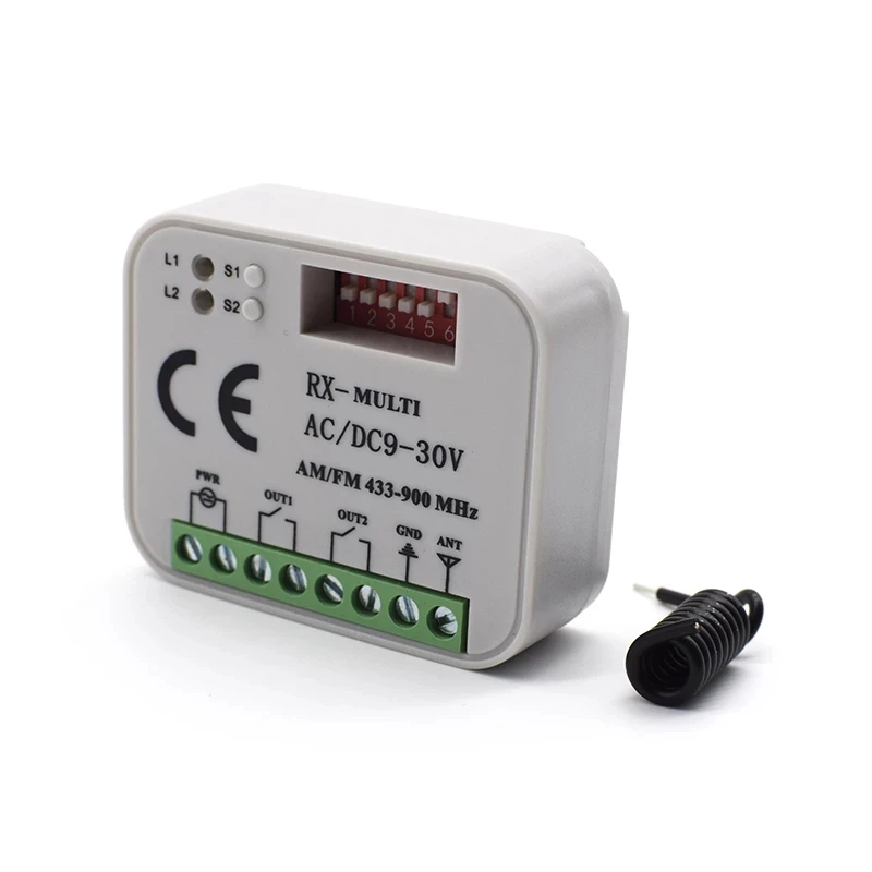 Universal Garage Door Remote Control Receiver 2 CH Controller Switch For 433 868 MHz Transmitter RX Multi Frequency 300-900MHz