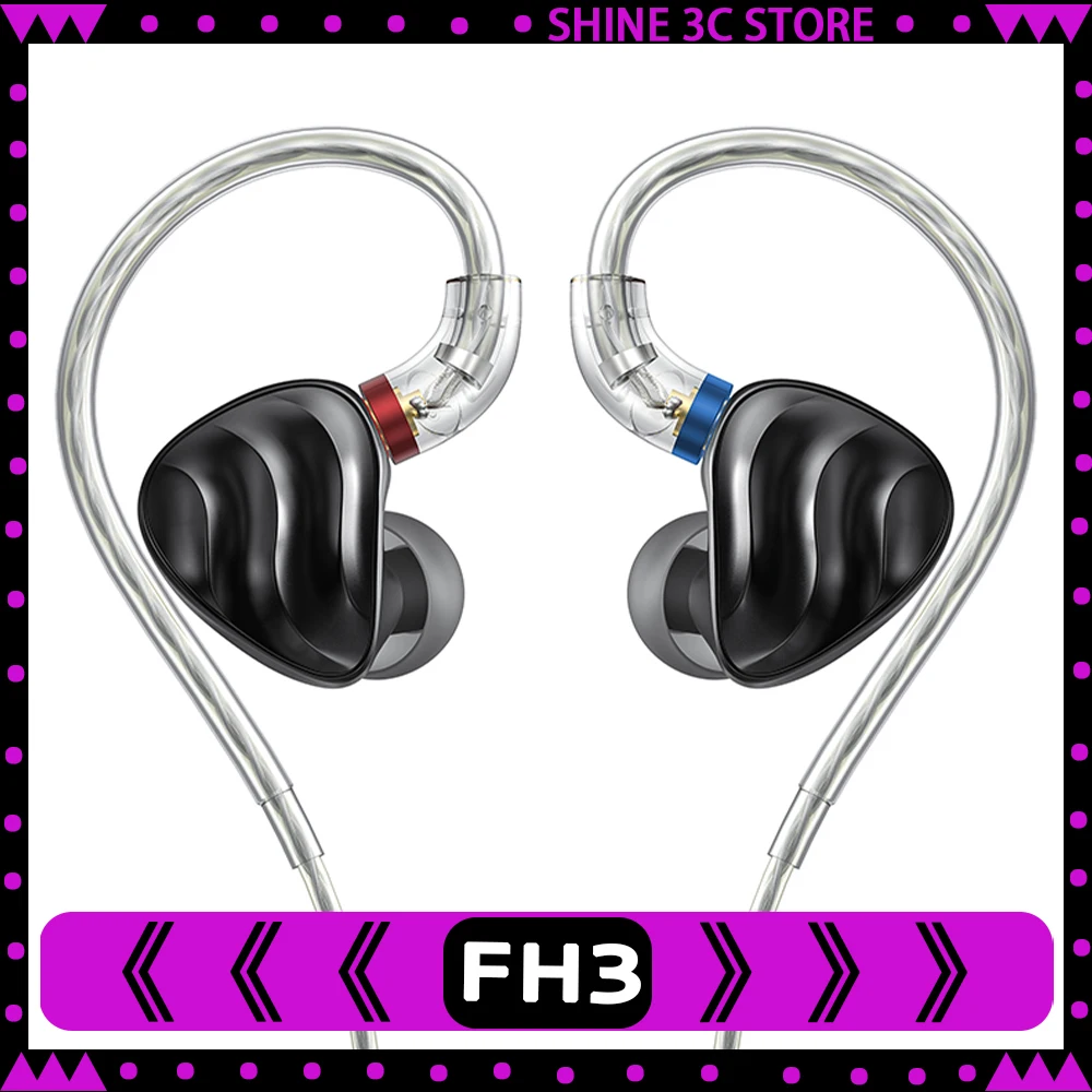 

FiiO FH3 Wired Earphones 1DD+2BA Hybrid Driver Hi-Res HIFI In-Ear Monitor Earphone Custom Lossless Earbuds 3.5mm DetachableCable