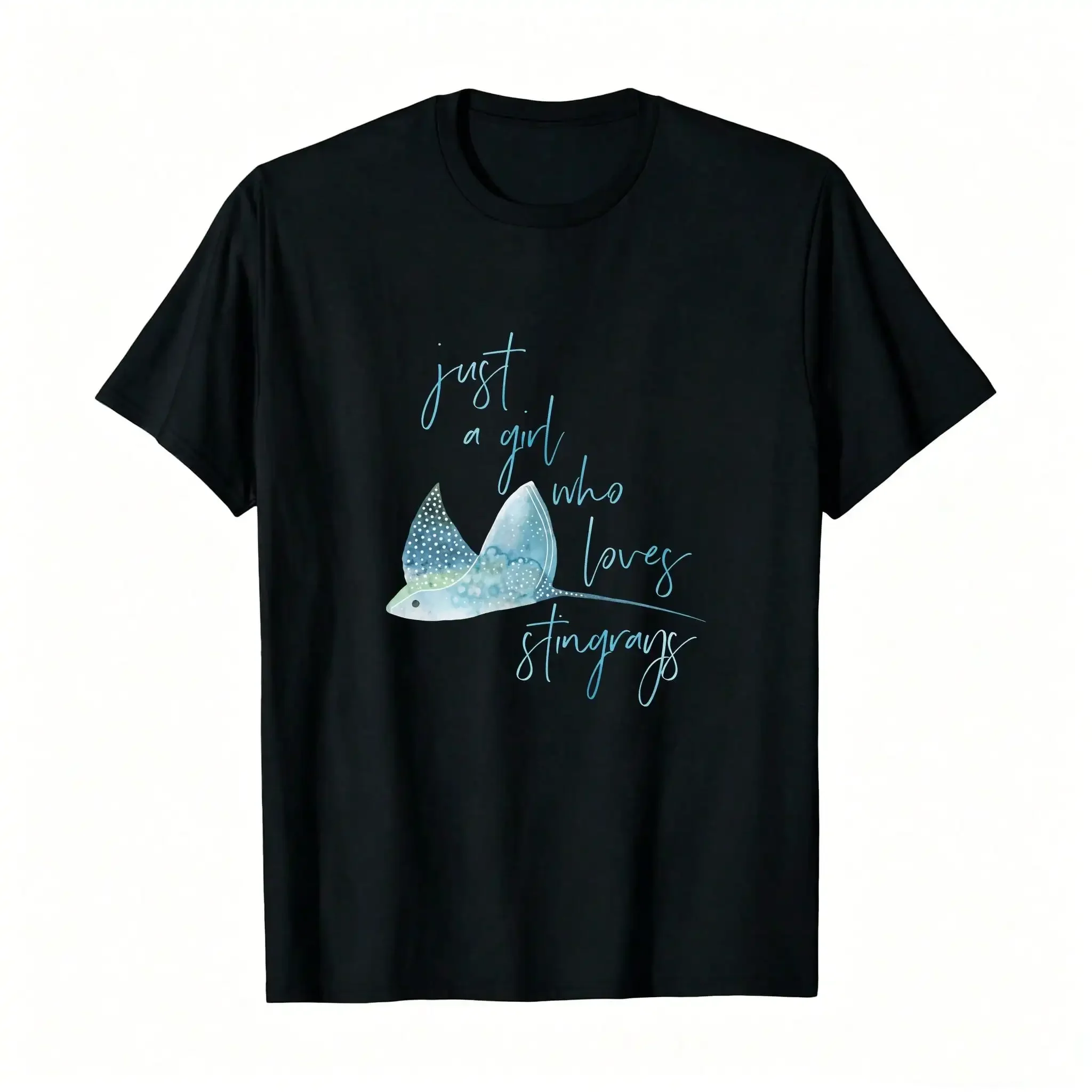Just A Who Loves Stingrays Funny Shark Lover Pullover   Pullover  Women's Plus Size ,It Can Easily Cope With Different Occasions_,Breathable And Comfortable Short-Sleeved Round-Neck Top, Suitable For All Seasons, Everyday Wear For Women