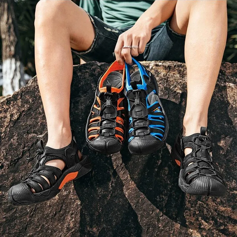 New Summer Genuine Leather Men Sandals Fashion Design Men's Casual Sneakers Comfortable Beach Men's Sandals Outdoor Wading Shoes - view 6
