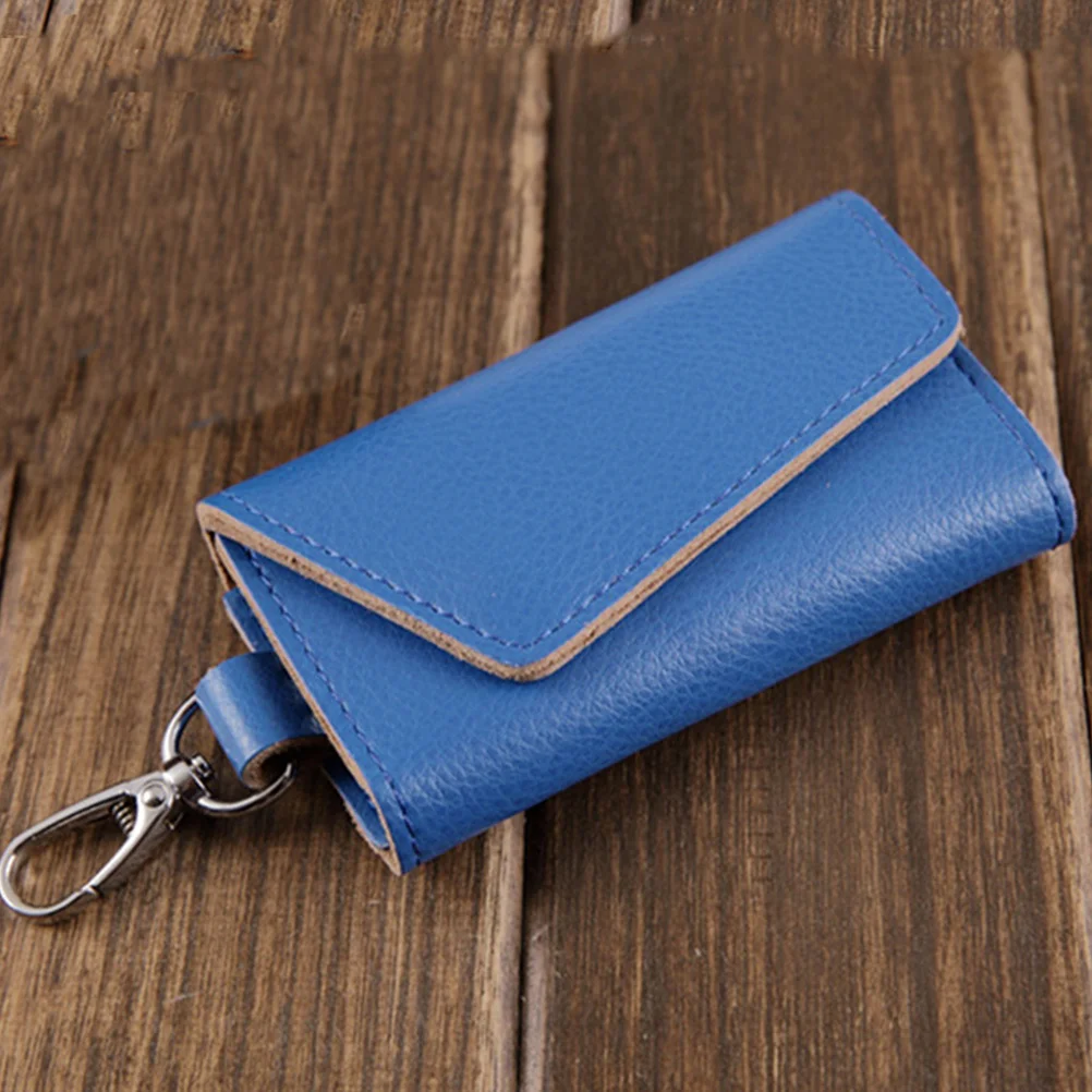 Key Pouch Blue Large Capacity Zipper Storage For Car Keys Hanging Clasp Portable Organizer Case Car Key Holder