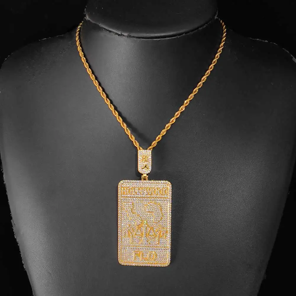 Bijoux Hip Hop, diamants personnalisés brillants glacés pour hommes, breloques avec Logo en diamant, collier avec plaque signalétique, pendentifs personnalisés