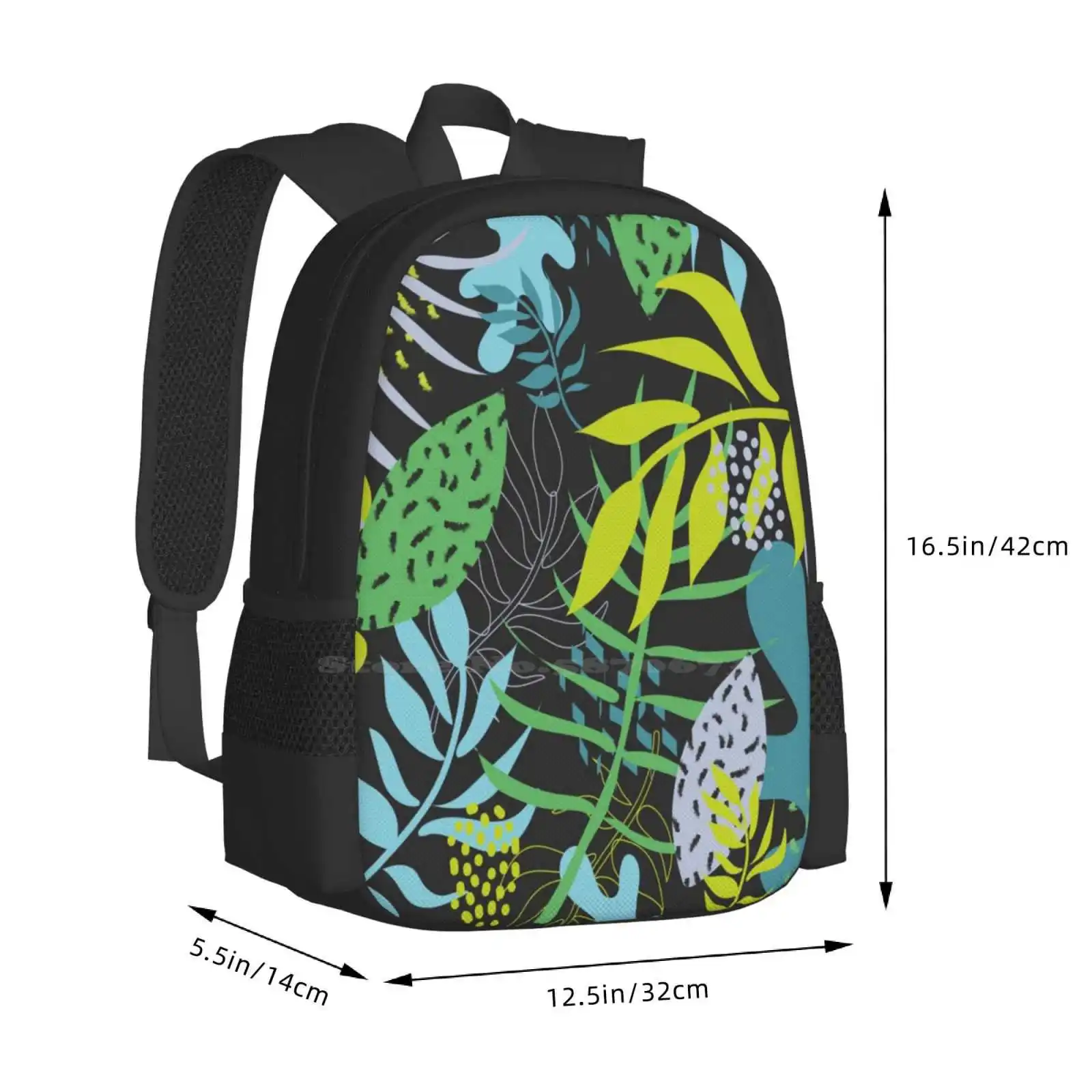 Vibrant Jungle Leaves-Kids Pattern New Arrivals Unisex Bags Student Bag Backpack Vibrant Leaf Leaves 60Ies 60S Vibes 70S 80S