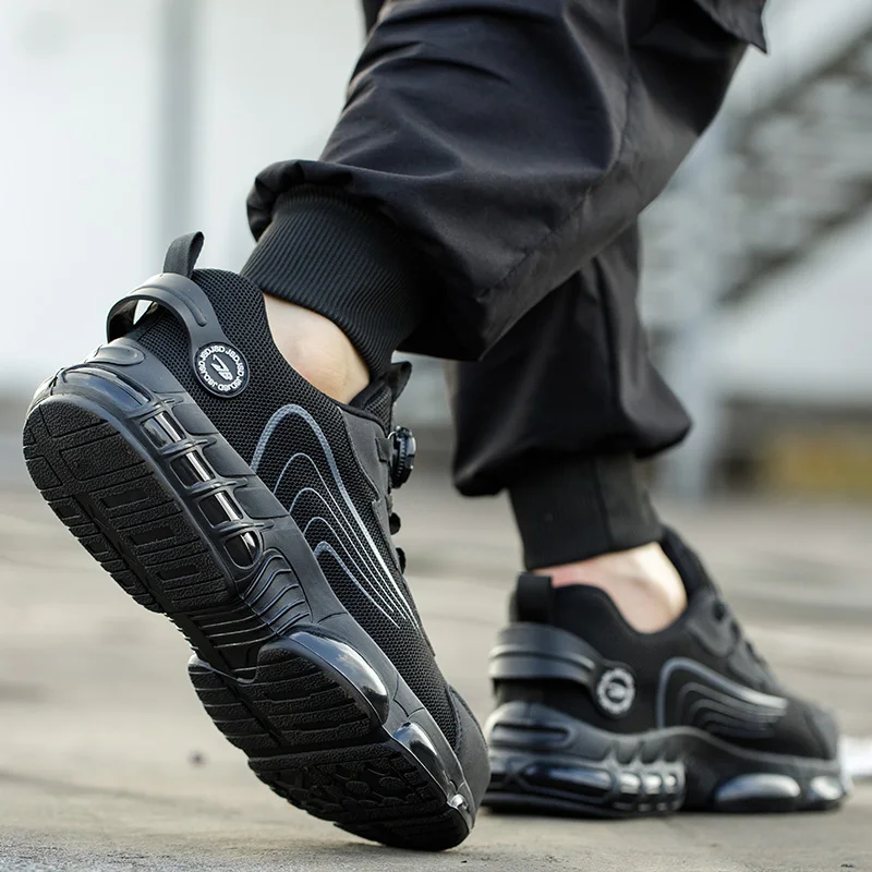 Rotating Button Puncture-proof Outsole Security Protective Shoes Lightweight Breathable Sneakers Breathable Steel Toe Boots