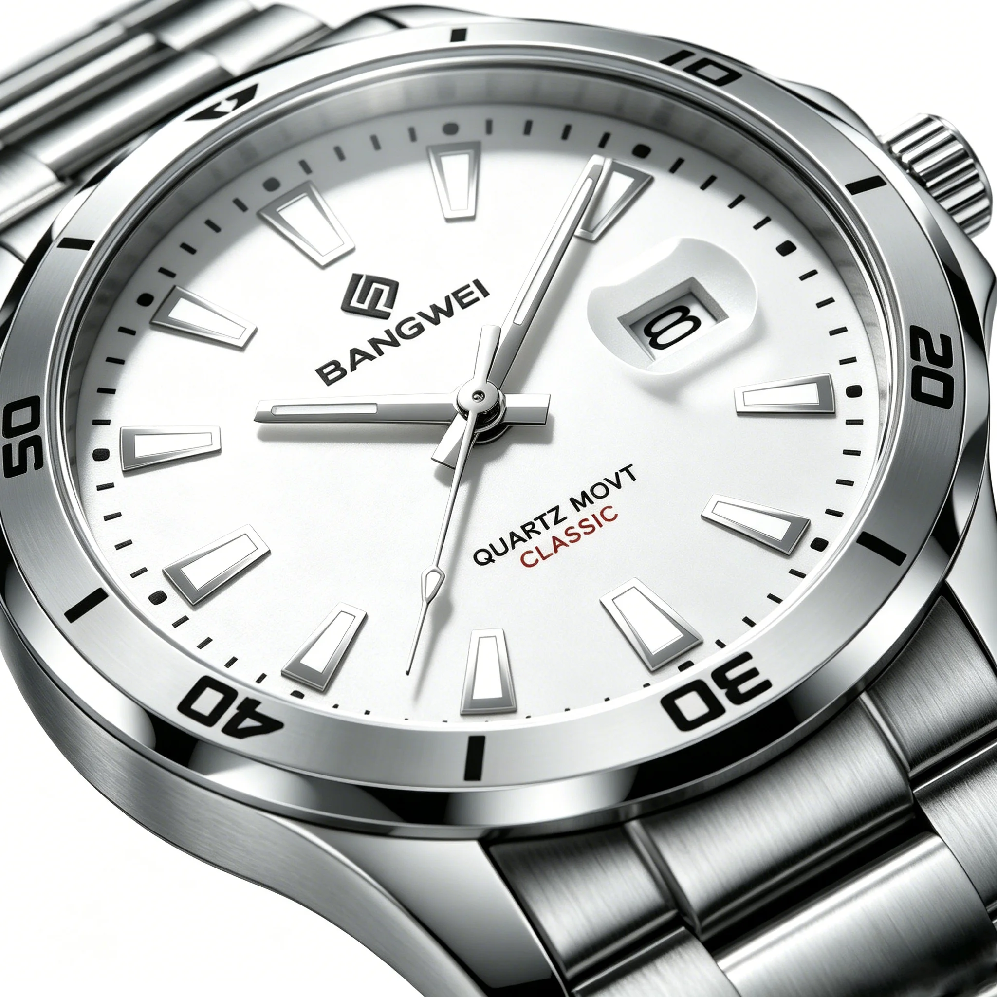 BANGWEI Herrenuhren, Top-Marke, luxuriöse, wasserdichte, leuchtende Quarzuhr für Herren, Edelstahl-Business-Uhr, Relogio Masculino
