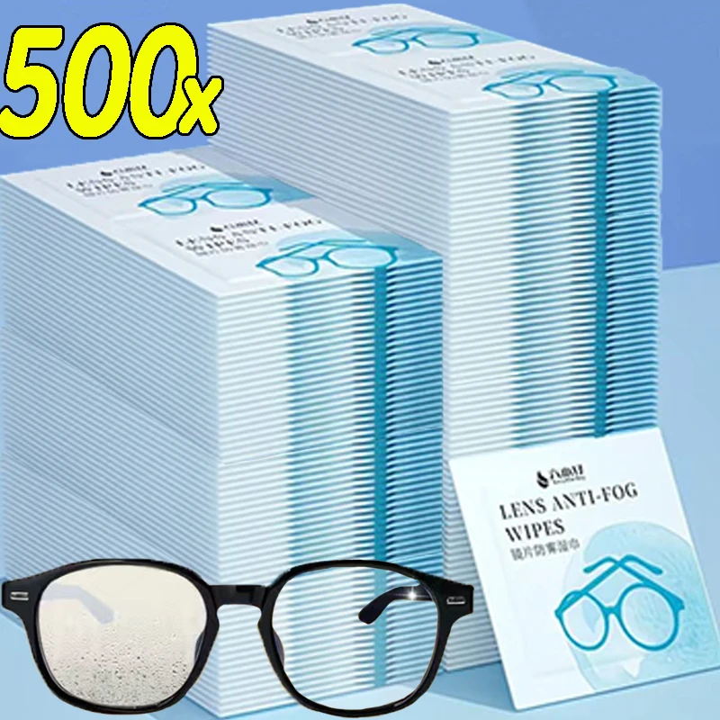 10/500pcs Disposable Wipes Dust Eyeglass Cleaning Pads Traceless Quick Drying High Quality Anti-fog Glasses Removal Lens Clothes