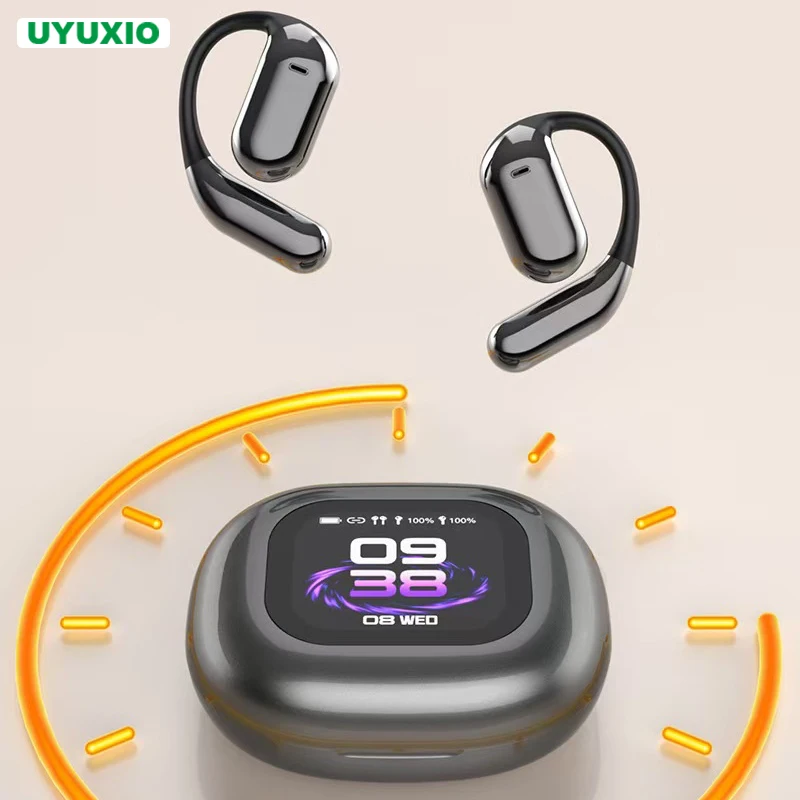 

UYUXIO OWS AI Language Translator Earphone with 144 Online Languages LCD Touch Screen Real Time Translation Earbuds for Travel