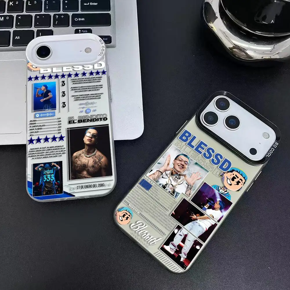 B-Blessd CantanteS الراب جراب هاتف آيفون 17 16 15 14 13 12 11 برو ماكس الهواء ماتي ليزر أورورا للصدمات فوندا بيكباكا
