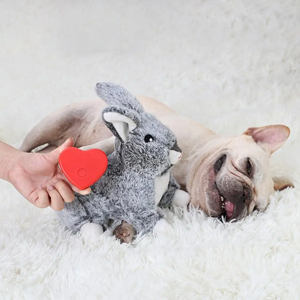 Puppy Toy Soft Texture Cute Rabbit Simulate Heartbeat Bite Resistant Comfort Washable Pet Heartbeat Interactive Plush Toy Bunny