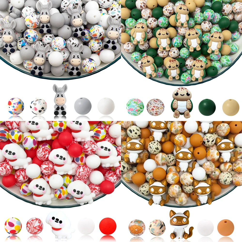 25-teiliges Set aus 3D-Tiere-Silikonperlen im neuen Stil, perfekt für DIY-Schlüsselanhänger, Halsketten, Armbänder und andere Bastelarbeiten – Detail 8